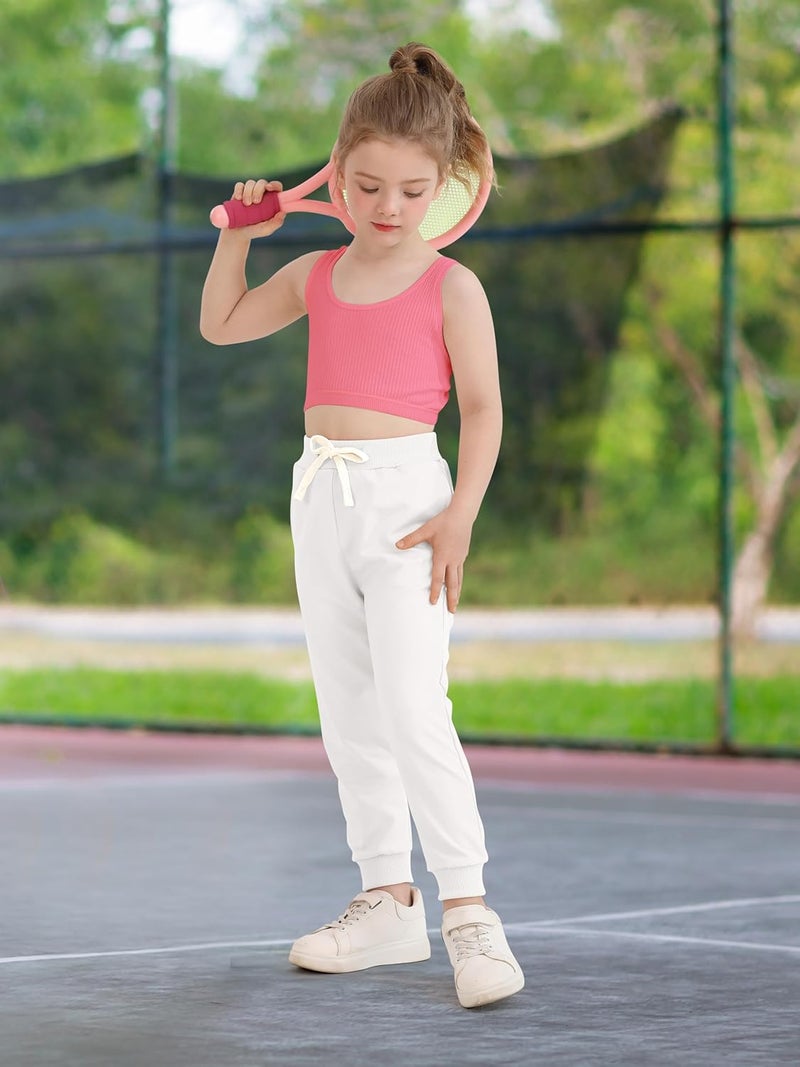 Resinta 4 Pack Toddler Girls Sweatpants Girls Athletic Jogger Pants with Drawstring Pockets Kids Casual Pull On Pants - Image 5